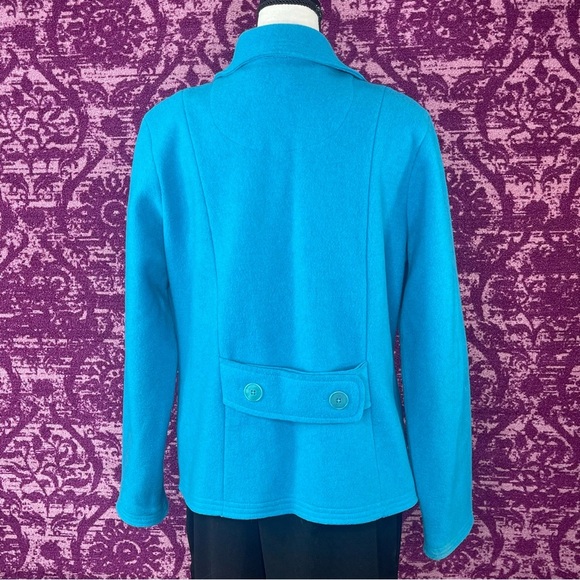 Jones New York Bright Turquoise Wool Blend Coat Sz Lg - Picture 3 of 4